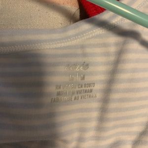 Blue and White One shoulder Aerie tank